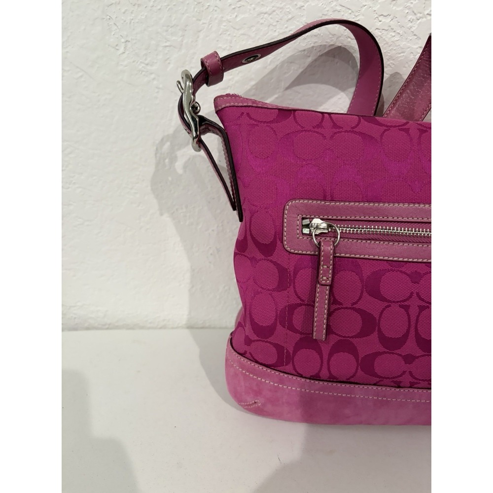 Coach Signature C Hot Pink Hobo Shoulder Bag Purse Vintage Y2K # 9362 - Picture 9 of 13